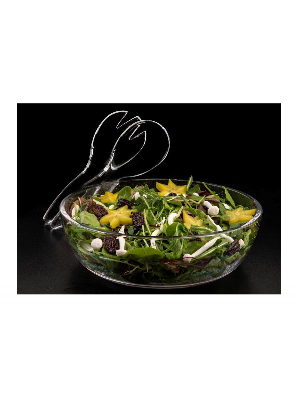 סט 3 חלקים כולל קערה וכפות הגשה אקריל SOLTAM