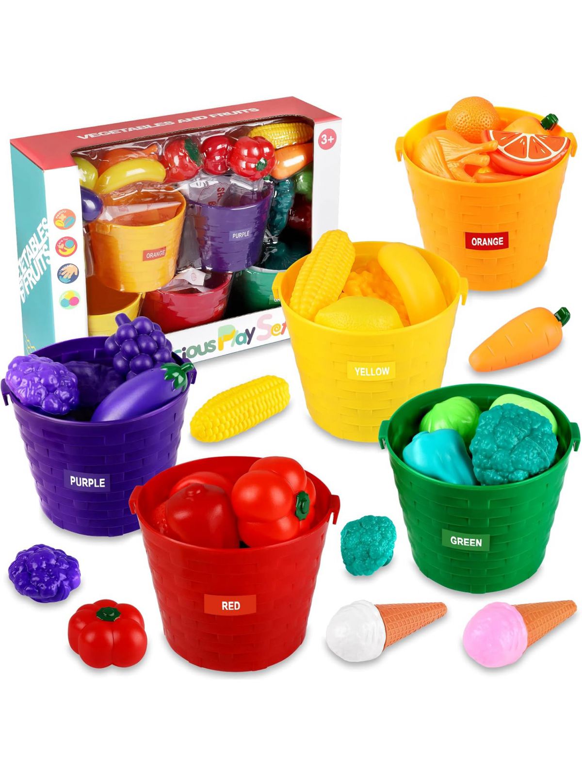 סט משחק התאמת צבעים פירות וירקות