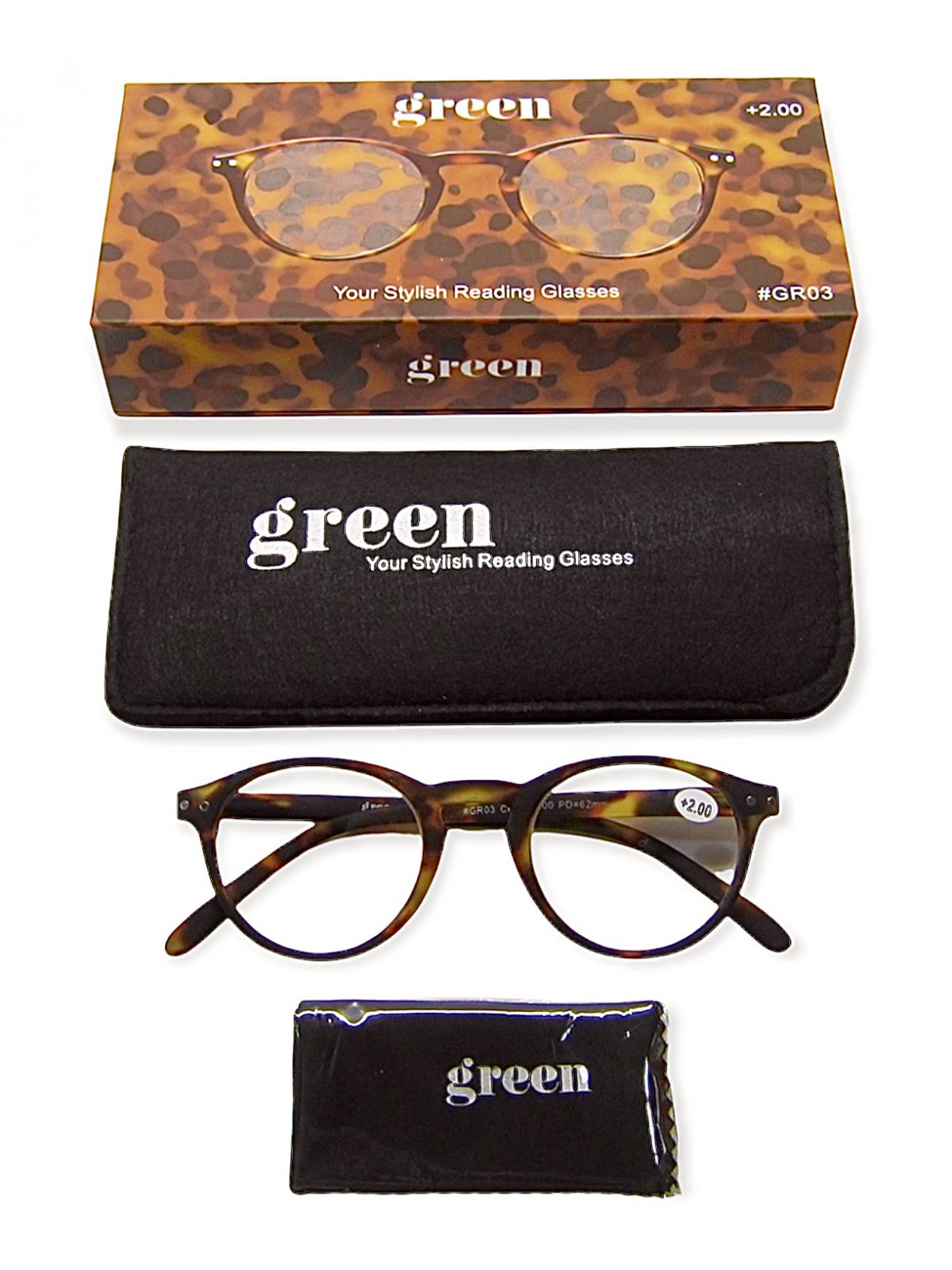 משקפי קריאה דגם GR03 צבע חום טורטויס מידה 2.50+