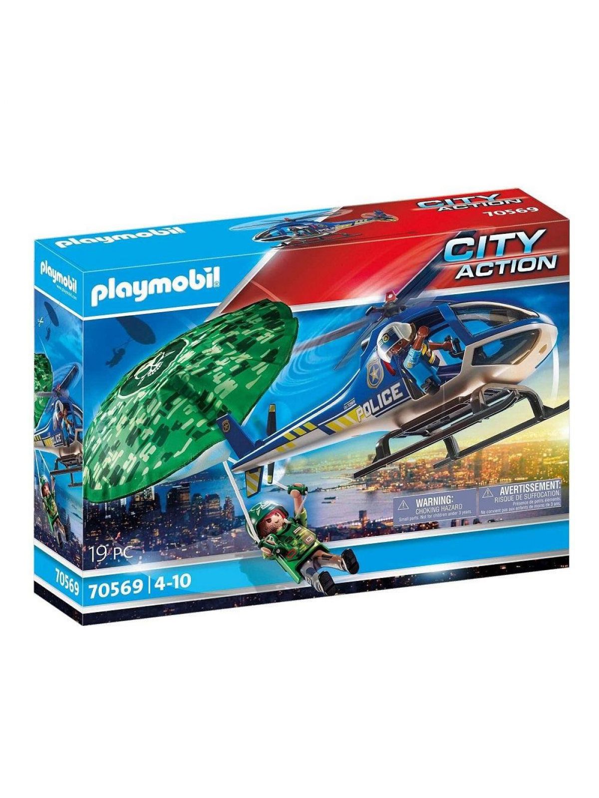 פליימוביל מסוק משטרה ופושע עם מצנח