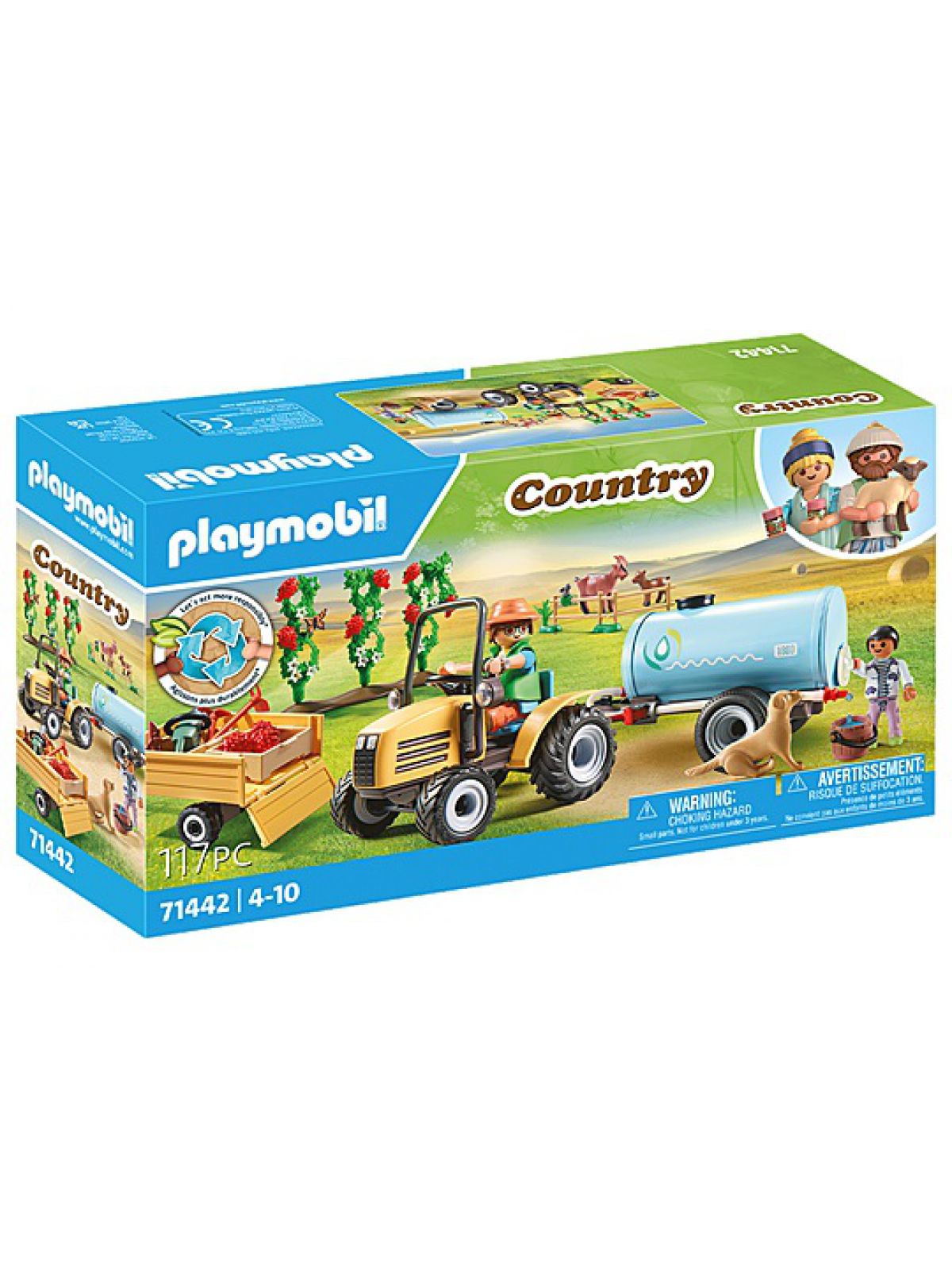 פליימוביל בחווה טרקטור ונגרר עם מיכלית מים