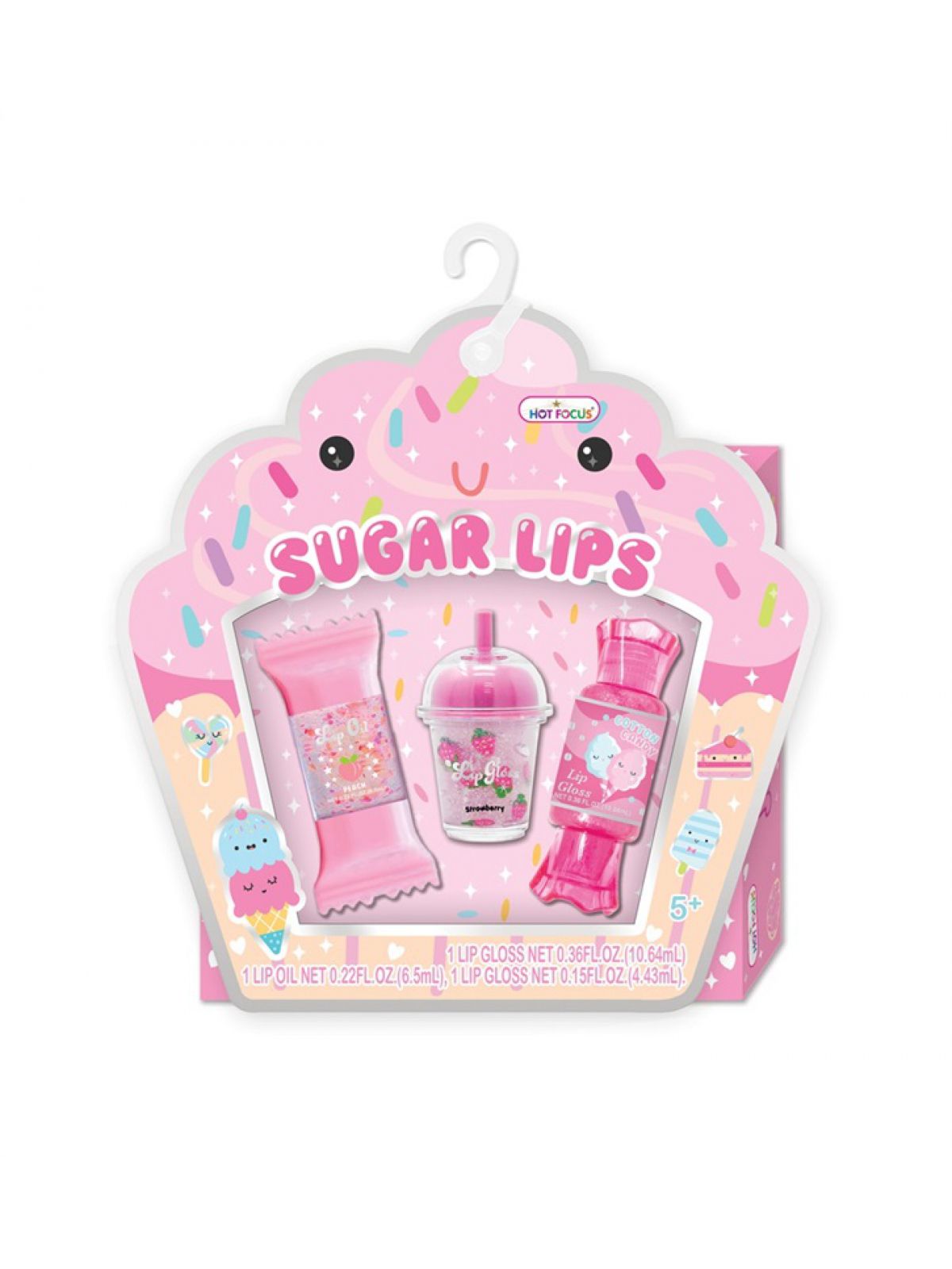 ערכה לטיפוח גלוס/שמן שפתיים Sugar Lips - בטעם תות HOT FOCUS