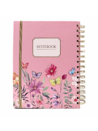 מחברת  PU פרחונית כריכה קשה B5 ספיראלה עם גומי