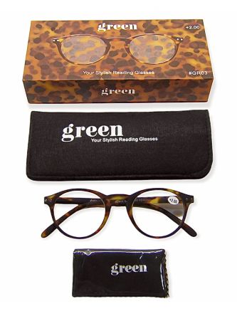 משקפי קריאה דגם GR03 צבע חום טורטויס מידה 3.00+