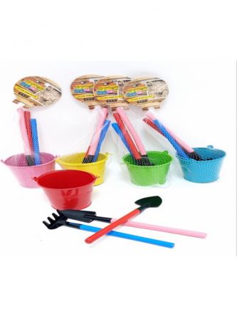 מ.של פעם דלי + 3 כפות שתילה צבעוני 21 סמ